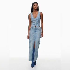 Aritzia Denim Forum The '90s Maxi Cargo Jean Skirt